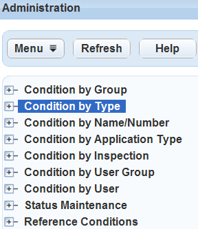 condition by type in the navigation tree