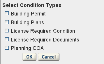 condition types selection dialog