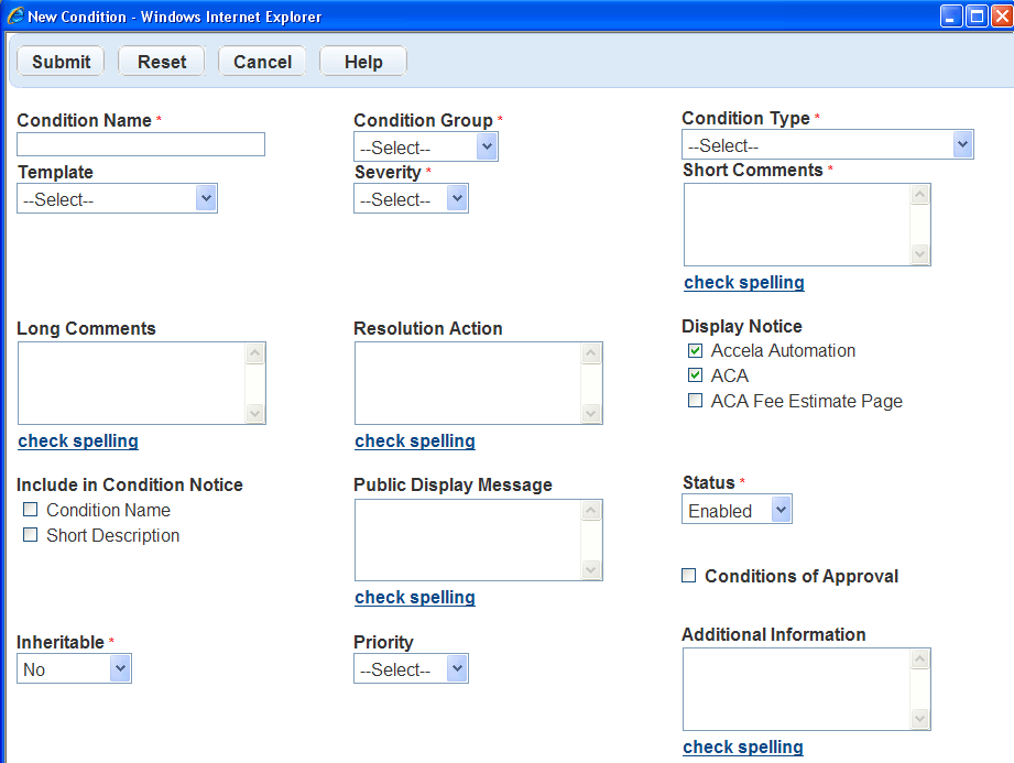 create new condition page